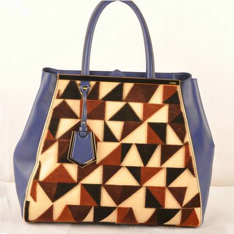 F2552L Fendi 2Jours scamosciata & Ferrari Leather Tote Bag F2552L Blu